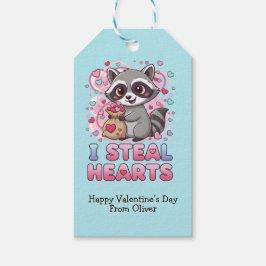 Étiquettes-cadeau Personalized Cute Raccoon Classroom Valentine