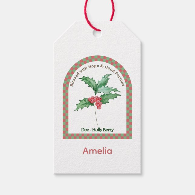 Étiquettes-cadeau Personalized December Birth Month Flower (Devant)