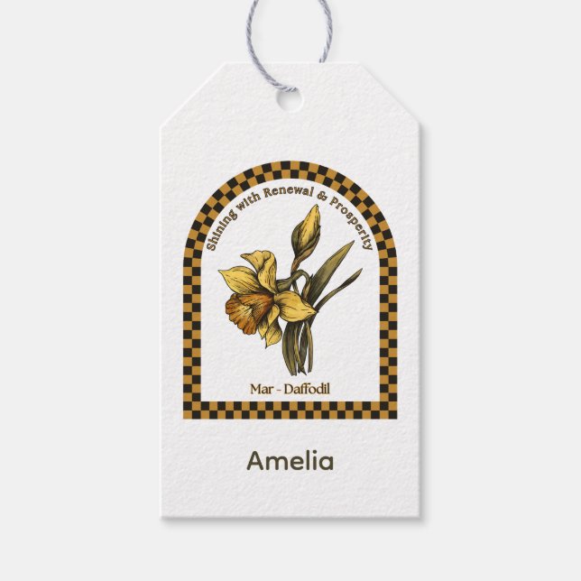 Étiquettes-cadeau Personalized March Birth Month Flower (Devant)