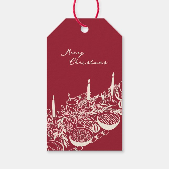 Étiquettes-cadeau Personalized Merry Christmas Table Minimal Design (Devant)
