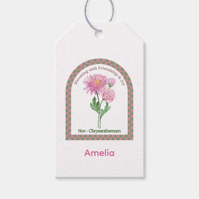 Étiquettes-cadeau Personalized November Birth Month Flower (Devant)