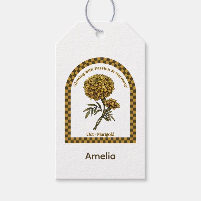 Étiquettes-cadeau Personalized October Birth Month Flower (Devant)
