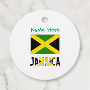 Étiquettes Cadeau Personnalisation verte du drapeau jamaïcain 