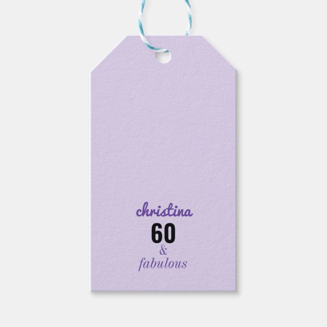 Étiquettes-cadeau Personnalisé 60 et fabuleux 60e anniversaire viole (Devant)