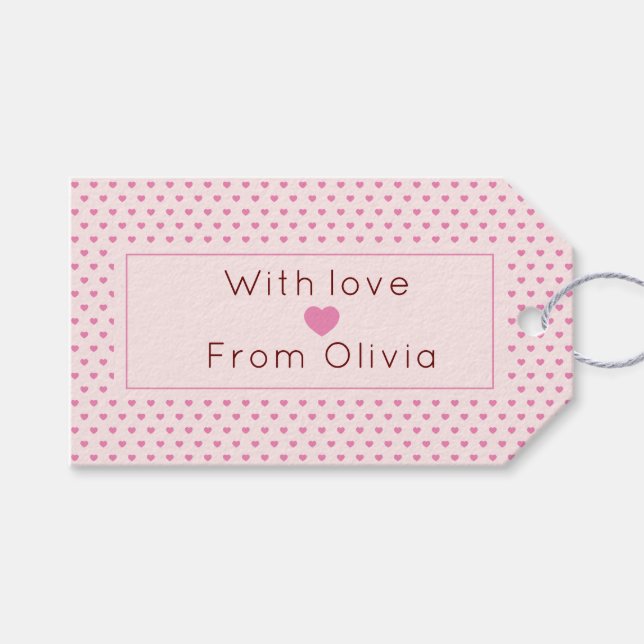 Étiquettes-cadeau Personnalisé Avec L'Amour Simple Rose (Devant (Horizontal))