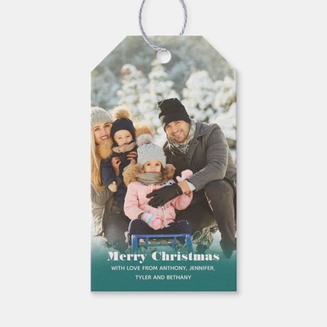 Étiquettes-cadeau Personnalisé avec le nom Photo personnalisée Noël (Devant)