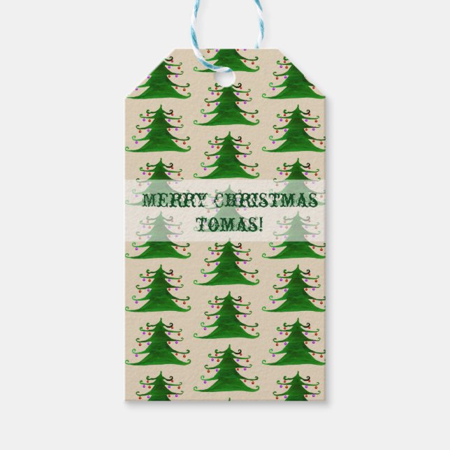 Étiquettes Cadeau personnalisé de l'arbre de Noël (Devant)