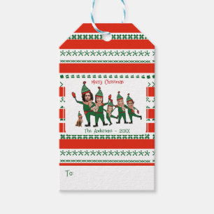 Étiquettes-cadeau Personnalisé Elf Votre famille de six incluant le