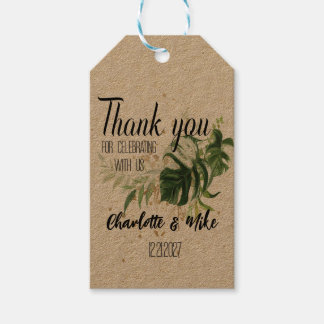 Étiquettes-cadeau Personnalisé Green Tropical Feuilles de mariage Fa