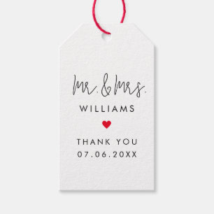 Étiquettes-cadeau Personnalisé M. Mme Mariage Invité Faveurs Merci