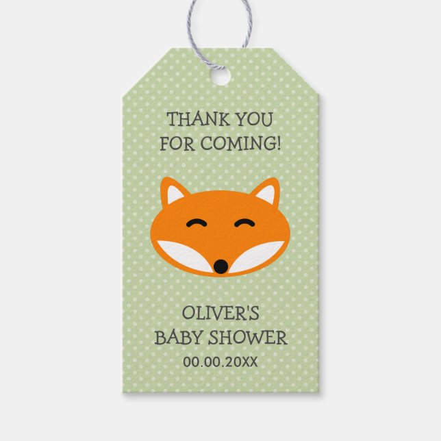 Étiquettes-cadeau Personnalisé merci rouge renard baby shower de la  (Devant)