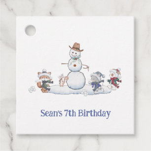Étiquettes Cadeau Personnalisé Winter Snowball combat Anniversaire P