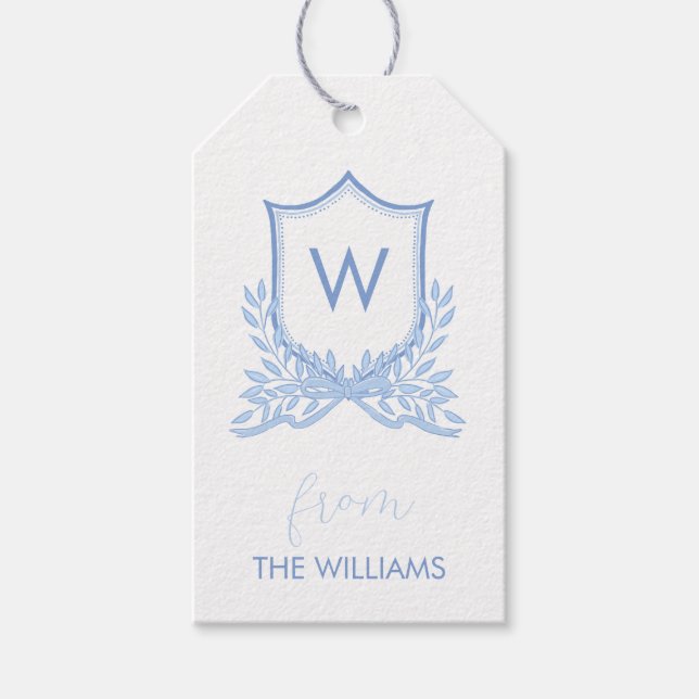 Étiquettes Cadeau Personnalisées Monogram Crest (Devant)