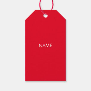 Étiquettes-cadeau Personnaliser avec nom, texte minimaliste rouge bl