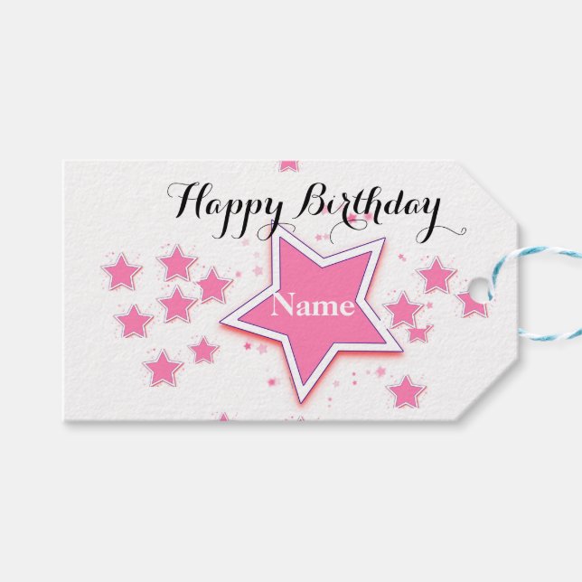 Étiquettes-cadeau Personnaliser Avec Un Nom Rose STAR (Devant (Horizontal))