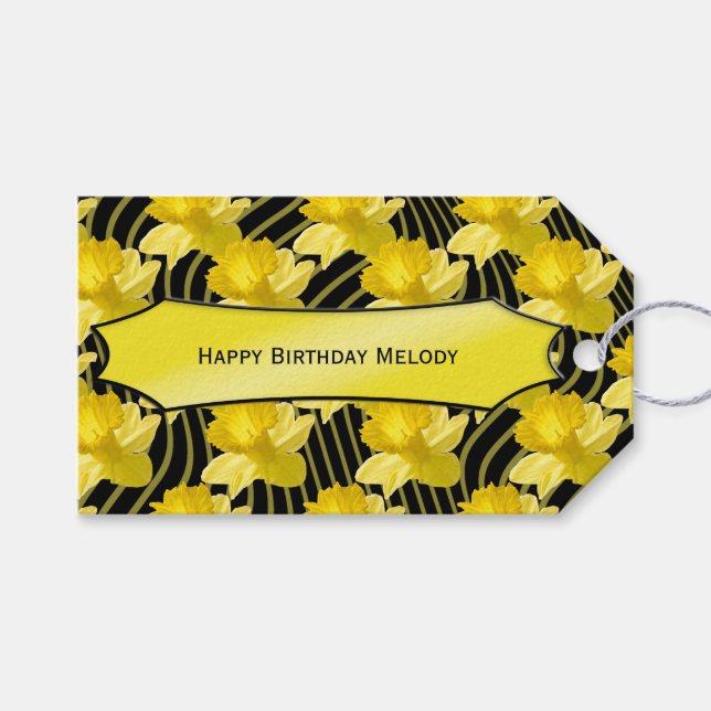 Étiquettes-cadeau Personnaliser : "Joyeux anniversaire" Daffodils ét (Devant (Horizontal))