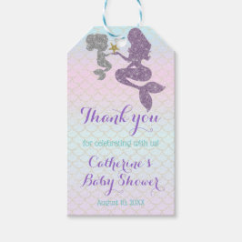Étiquettes-cadeau Personnaliser Mermaid Baby shower Étincelle Purple