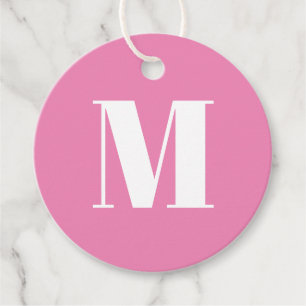 Étiquettes Cadeau Personnaliser monogramme cadeau initial rose blanc