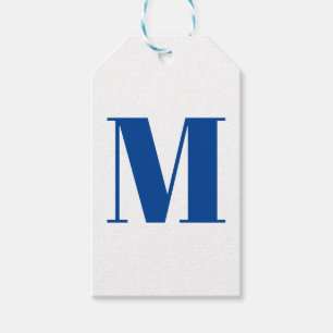 Étiquettes-cadeau Personnaliser monogramme initial bleu blanc