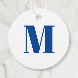 Étiquettes Cadeau Personnaliser monogramme initial bleu blanc cadeau