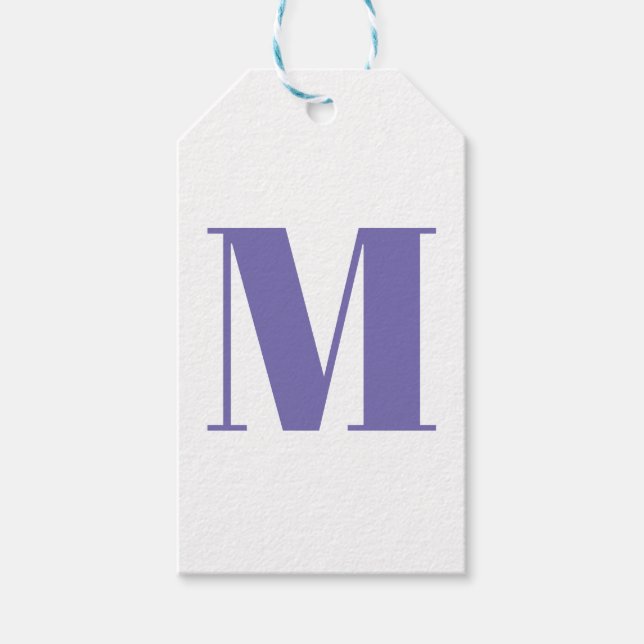 Étiquettes-cadeau Personnaliser monogramme initial périwinkle blanc (Devant)