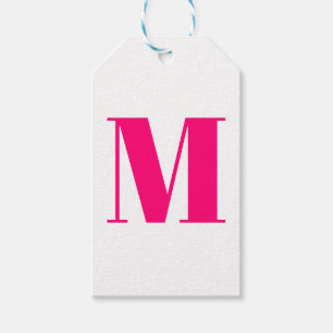 Étiquettes-cadeau Personnaliser monogramme rose fuchsia blanc initia