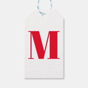 Étiquettes-cadeau Personnaliser monogramme rouge initial blanc