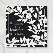 Personnaliser Nom, Date Élégant Noir & Blanc feuil