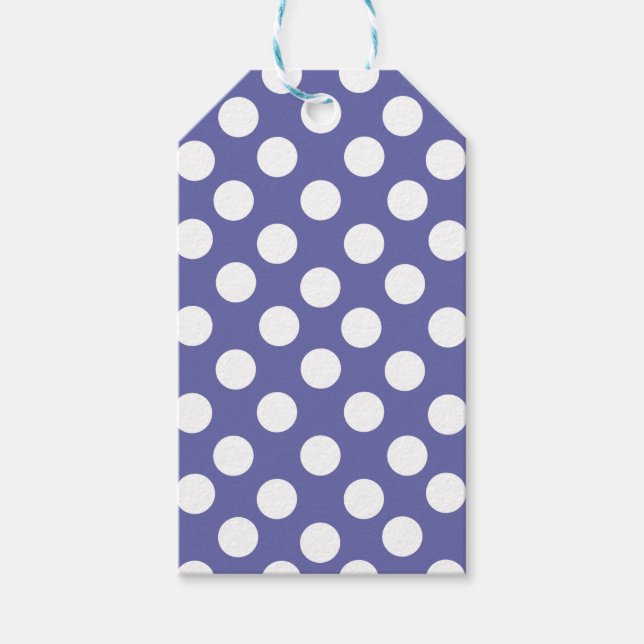 Étiquettes-cadeau perwinkle pois blanc violet (Devant)