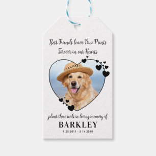 Étiquettes-cadeau Pet Memorial Seed Packet Heart Custom Chien Photo