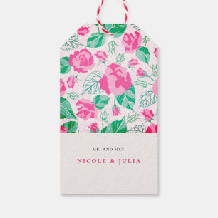 Étiquettes-cadeau Pétales de rose vert rose Fleurs Jardin Mariage