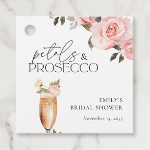 Étiquettes Cadeau Pétales et Prosecco Fête de Mariage Florale