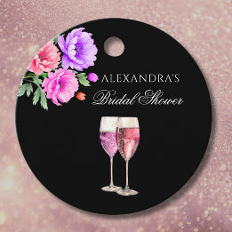 Étiquettes Cadeau Pétales et Prosecco Rose Remerciements de Mariage