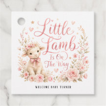 Petit Agneau En Route, Baby Shower Fille aux Fleur