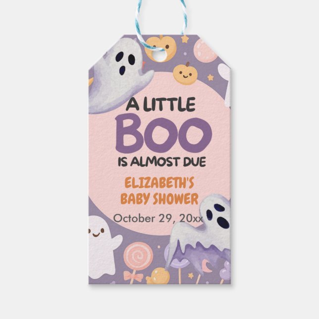 Étiquettes-cadeau Petit baby shower Boo Citrouille Halloween (Devant)
