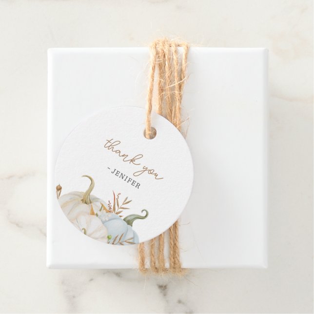 Étiquettes Cadeau Petit Baby shower Citrouille (En situation)