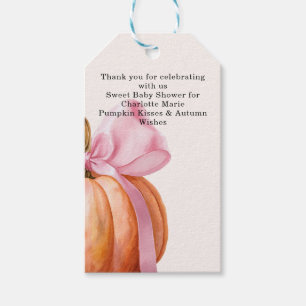Étiquettes-cadeau Petit Baby shower Citrouille - Chute de Bow Rose