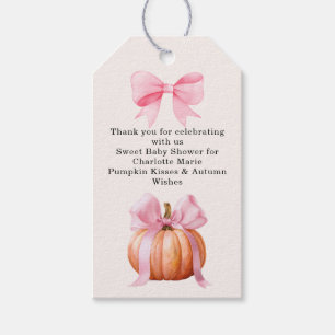 Étiquettes-cadeau Petit Baby shower Citrouille - Chute de Bow Rose