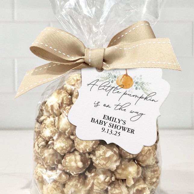 Étiquettes Cadeau Petit Baby shower Citrouille Chute Floral Neutre (Créateur téléchargé)
