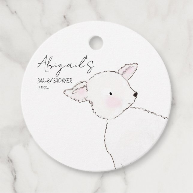 Étiquettes Cadeau Petit Baby shower d'agneau (Devant)