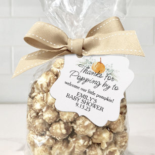 Étiquettes Cadeau Petit Baby shower de chute Citrouille Popcorn