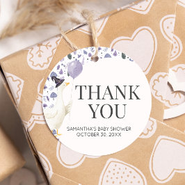 Étiquettes Cadeau Petit Baby shower d'oie ridicule rond