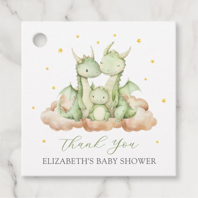 Étiquettes Cadeau Petit Baby shower Dragon (Devant)