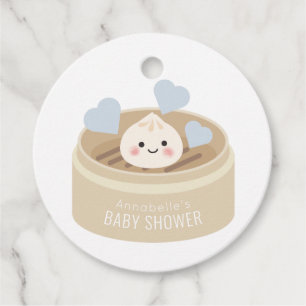 Étiquettes Cadeau Petit Baby shower Dumpling Merci bleu