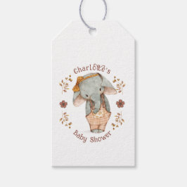 Étiquettes-cadeau Petit Baby shower Eléphant fille