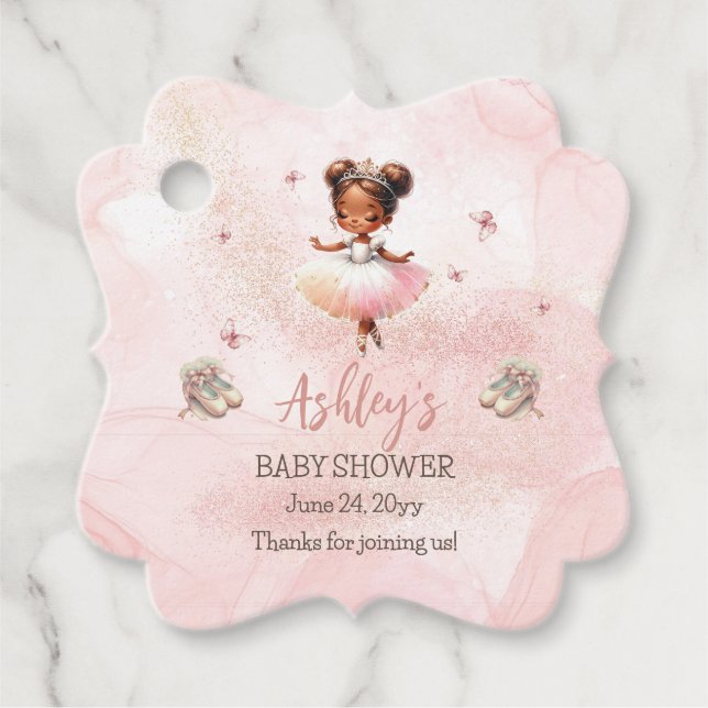 Étiquettes Cadeau Petit Baby shower fille Ballerina Tutu rose mignon (Devant)