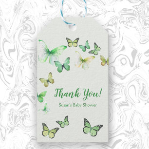 Étiquettes-cadeau Petit Baby shower papillon Unisex vert