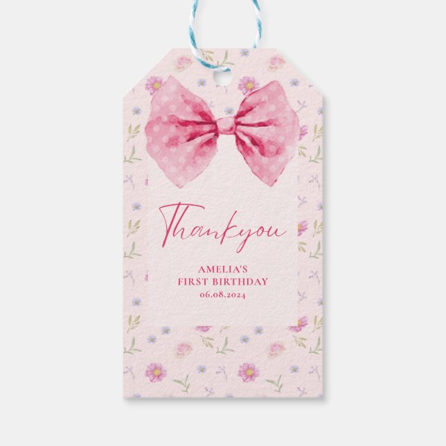 Étiquettes-cadeau Petit bijou floral petite miss Onederful anniversa (Dos)