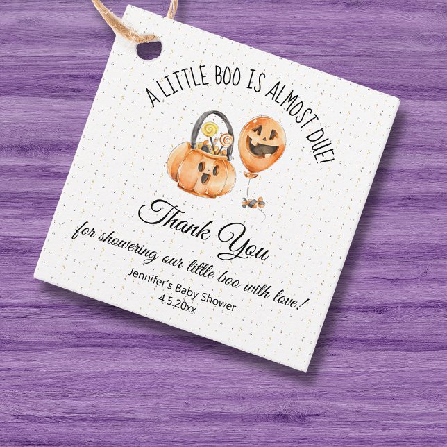 Étiquettes Cadeau petit boo est presque dû merci baby shower (Créateur téléchargé)