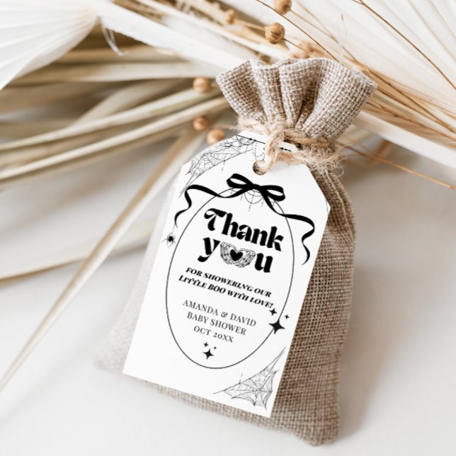 Étiquettes-cadeau Petit Boo minimal Baby shower gothique d'Halloween (Créateur téléchargé)